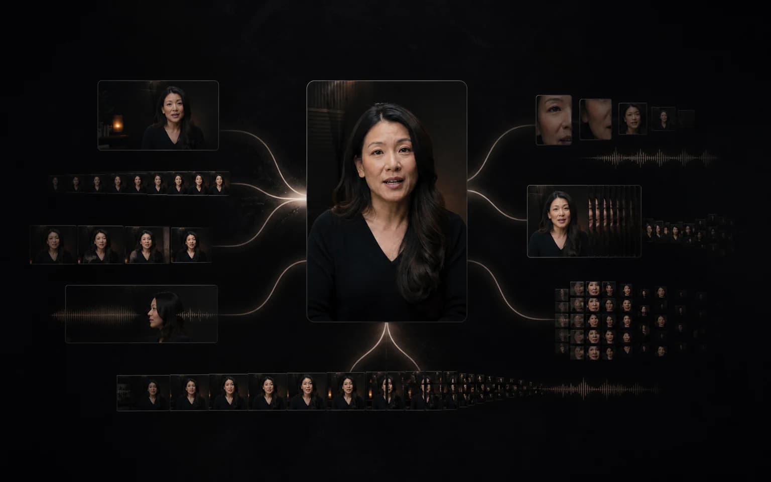 One recorded video splitting into several increasingly complicated processing paths