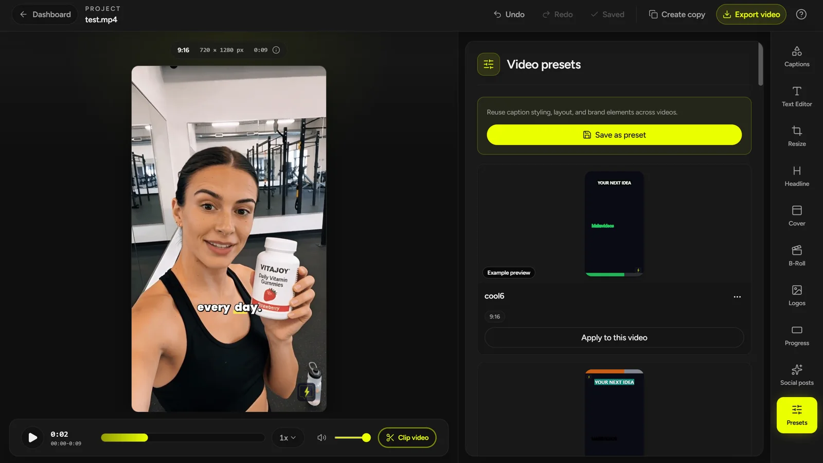 Illustration d’un flux vidéo de marque CaptionBolt avec des réglages visuels réutilisables